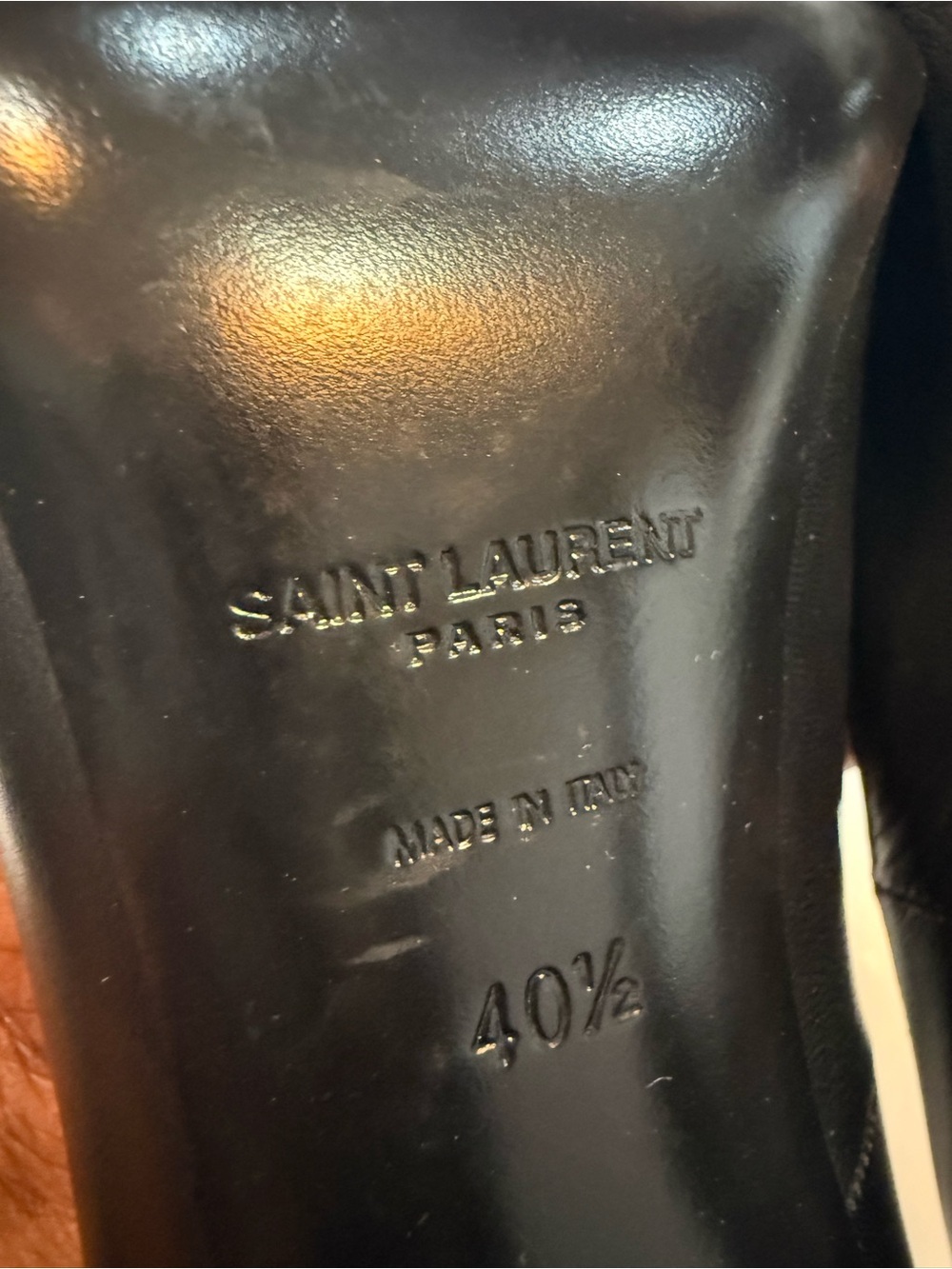 Yves Saint Laurent Black Leather Pointed Toe Pumps with Red Trim - Picture 6 of 7